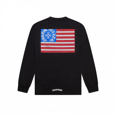 Chrome Hearts Dagger American Flag Black Long Sleeve Shirt