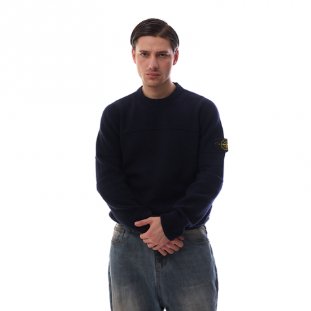 Джемпер Stone Island Ribbed Neckline Lambswool Knitted Sweatshirt Navy