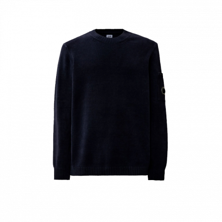 C.P.Company Chenille Cotton Crew Neck Knitwear Navy