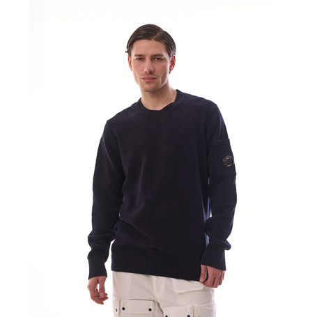 C.P.Company Chenille Cotton Crew Neck Knitwear Navy