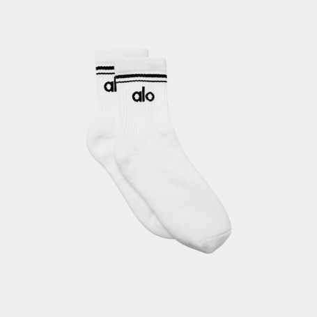 Носки Alo Yoga Unisex Half-Crew Throwback Sock White Black