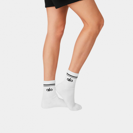 Носки Alo Yoga Unisex Half-Crew Throwback Sock White Black
