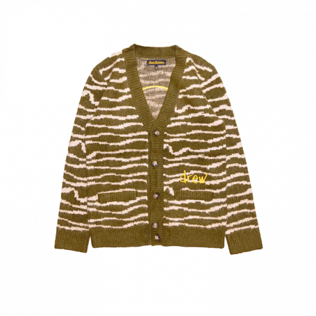 Drew House Sketch Mascot Squiggle Cardigan Olive/Ivory