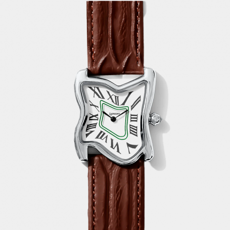 Часы Laphont Brown Square Melting Watch Large Silver Dial White