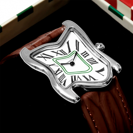 Часы Laphont Brown Square Melting Watch Large Silver Dial White