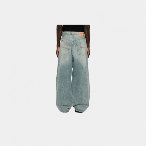 Джинсы Balenciaga Logo Embroidered Wide-Leg Jeans Grey