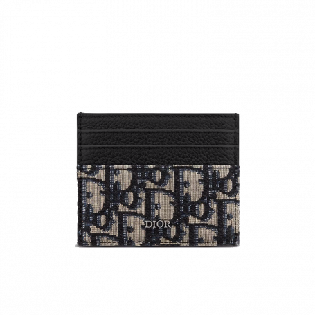 Dior Oblique Jacquard (6 Slot) Card Holder Beige Black