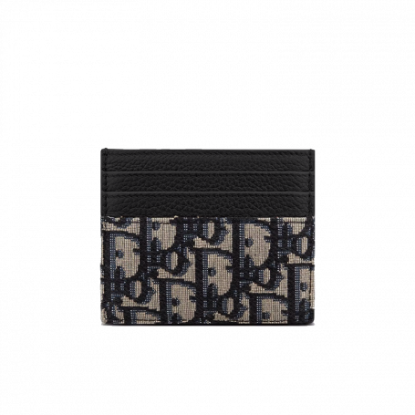 Dior Oblique Jacquard (6 Slot) Card Holder Beige Black