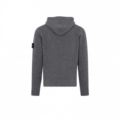 Stone Island Compass-Motif Virgin Wool Hoodie Dark Grey