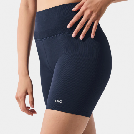 Шорты Alo Yoga 5' Seamless Ribbed Favorite Short Navy