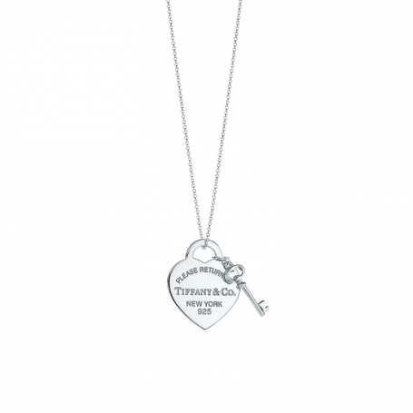 Tiffany & Co. Heart Key Pendant Necklace Silver
