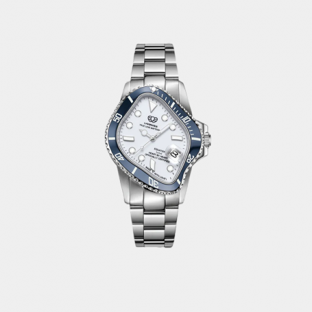 Часы LAARVEE PEA001 Silver Precision Steel: Blue Bezel & White Dial