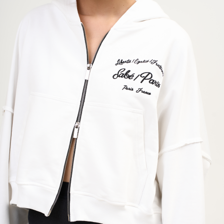 Зип-худи Sabe Paris Cotton Cropped Zip-Up Hoodie White