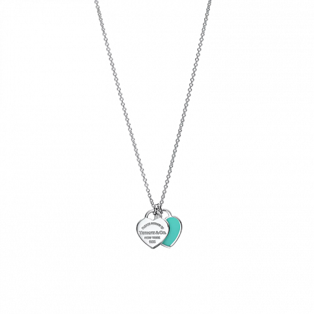 Tiffany & Co. Blue Double Heart Label Pendant Silver