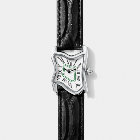 Часы Laphont Black Square Melting Watch Small Silver Dial White