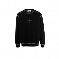 Stone Island Star-Уmbroidered Cotton Jumper Black