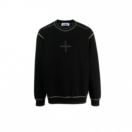 Stone Island Star-Уmbroidered Cotton Jumper Black