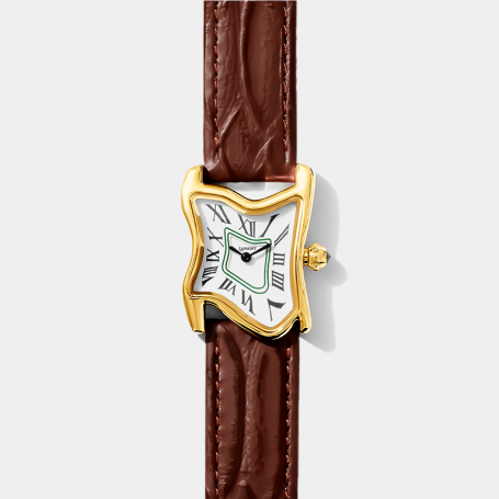 Часы Laphont Brown Square Melting Watch Small Gold Dial White