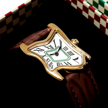 Часы Laphont Brown Square Melting Watch Small Gold Dial White