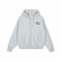 Stussy x Nike Fleece Zip Up Hoodie Grey