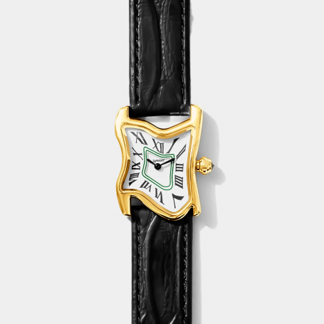 Часы Laphont Black Square Melting Watch Small Gold Dial White