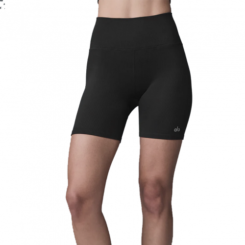 Шорты Alo Yoga 5' Seamless Ribbed Favorite Short Black
