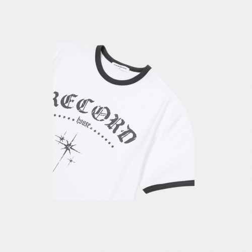 Футболка SLOW RECORD HOUSE Unisex Record Ringer Tee White