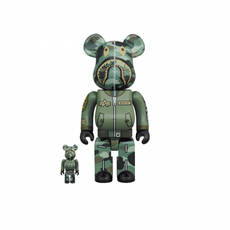 Bearbrick x Bape x Alpha Industries 100% & 400% Set