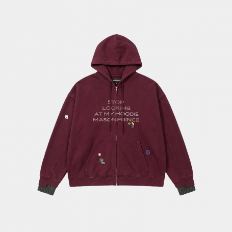 Зип-худи MasonPrince Stop Looking At My Hoodie Burgundy