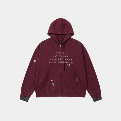 Зип-худи MasonPrince Stop Looking At My Hoodie Burgundy