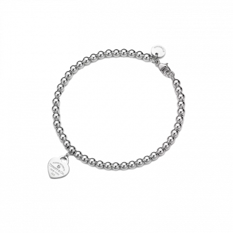 Tiffany & Co. Sterling Heart Plaque Pearl Bracelet Silver 925