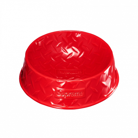 Supreme Diamond Plate Dog Bowl Red