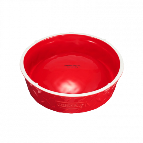 Supreme Diamond Plate Dog Bowl Red
