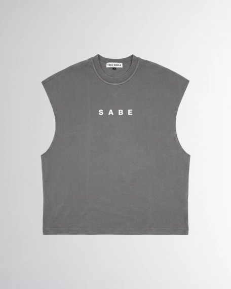 Футболка без рукавов Sabe Sleeveless T-shirt White Logo Grey