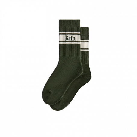 Kith Serif Jacquard Striped Crew Socks Algae