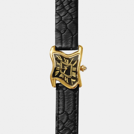 Часы Laphont Black Square Melting Watch Small Gold Dial Black