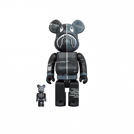 Bearbrick x BAPE x Comme des Garcons Camo Shark 100% & 400% Set