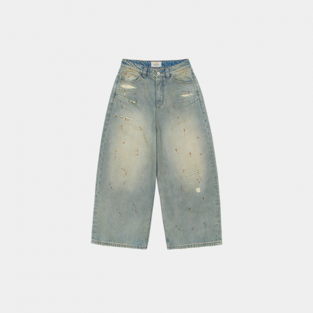 Джинсы Trendt Vision Repaired Construction Denim Jeans Blue
