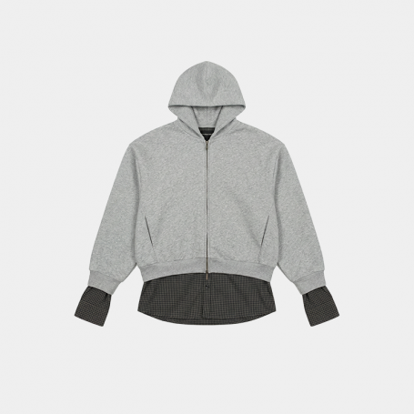 Зип-худи MasonPrince Faux Two-Piece Plaid Embossed Sweatshirt Heather Grey