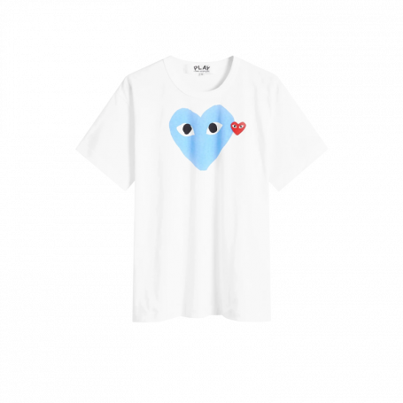 Футболка Comme des Garcons PLAY Play Red Emblem Heart T-shirt White/Blue