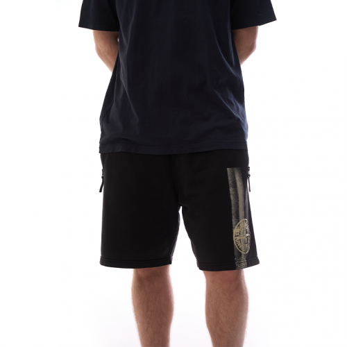 Stone Island Felpa Bermuda Stripes Shorts Black
