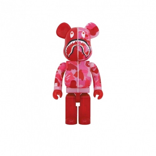 Bearbrick x BAPE ABC Camo Shark 1000% Clear Red