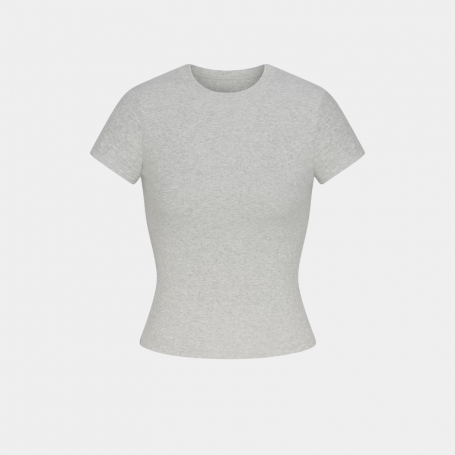 Топ SKIMS Cotton Rib T-Shirt Light Heather Grey