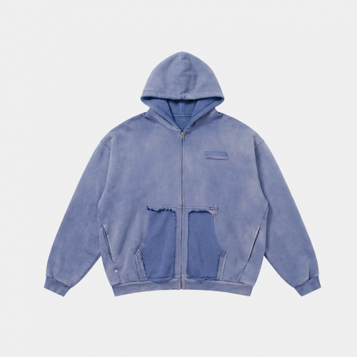 Зип-худи MasonPrince Destroyed Hoodie Washed Blue