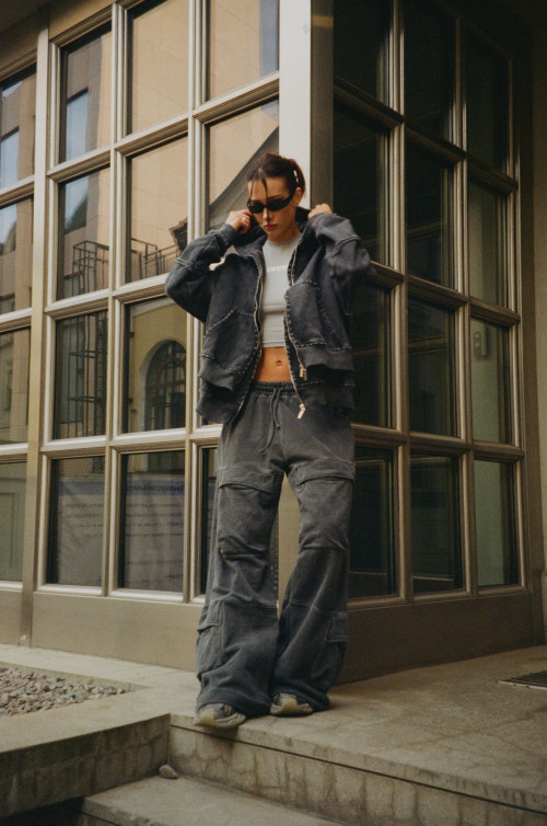 Штаны Sabe Pants Acid Wash Dark Grey
