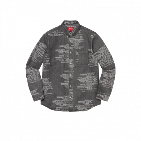 Supreme Trademark Jacquard Denim Shirt Washed Black