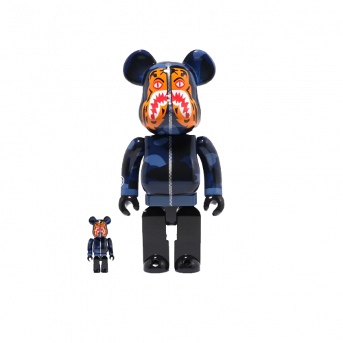 Bearbrick x BAPE Camo Tiger 100% & 400% Set Blue