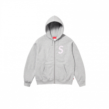 Supreme S Logo Zip Up Hooded Sweatshirt Heather Grey