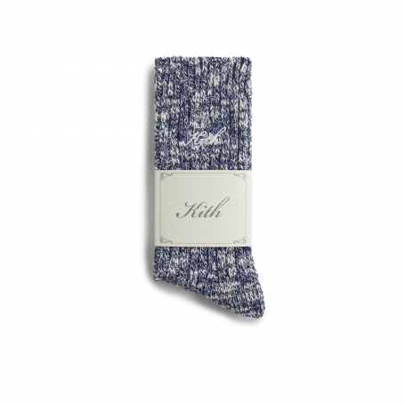 Kith Striped Mid Crew Socks With Script Embroidery Sandrift