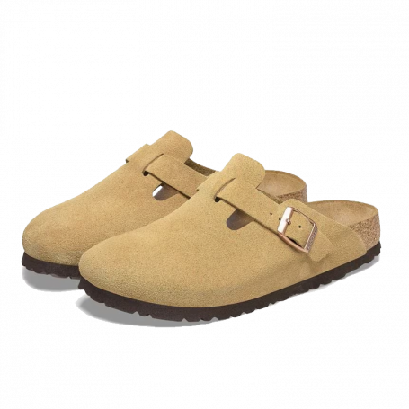 Сандали Birkenstock Boston Suede Leather Latte Cream